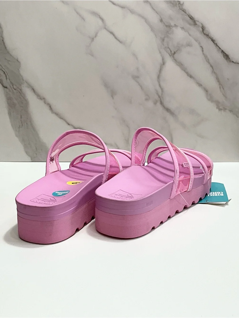 Reef Pink Platform Slide Sandals